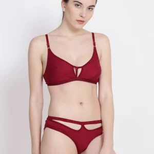 Abelino Maroon Women Cotton Bra and Panty Set