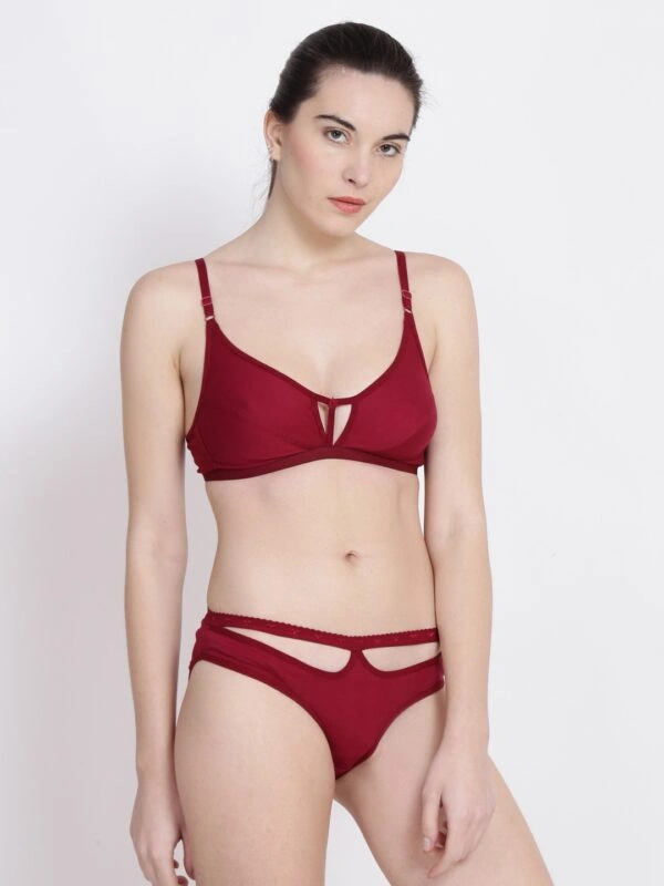 Abelino Maroon Women Cotton Bra and Panty Set