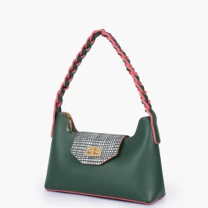 Army Green Purse with Braided Strap