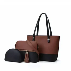Bella Brown Black Handbag Set
