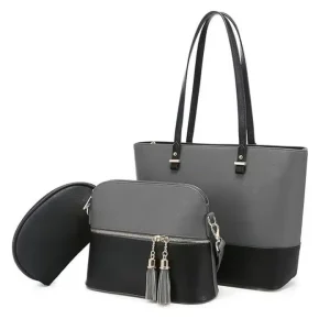 Bella Grey Black Handbag Set