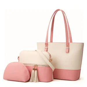 Bella Pink Beige Handbag Set