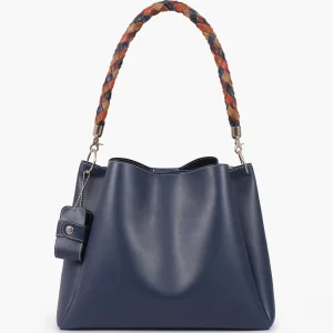 Blue Handbag with Braided Handle Scaled 1