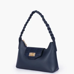 Blue Purse with Braided Strap