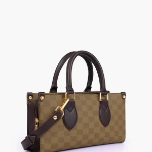 Brown Checkered On The Go Mini Bag