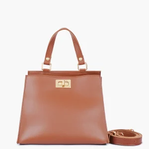 Brown Front Lock Mini Bag