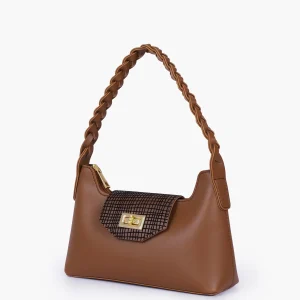 Brown Purse with Braided Strap