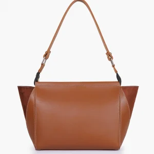 Brown Suede Trio Twist Handbag