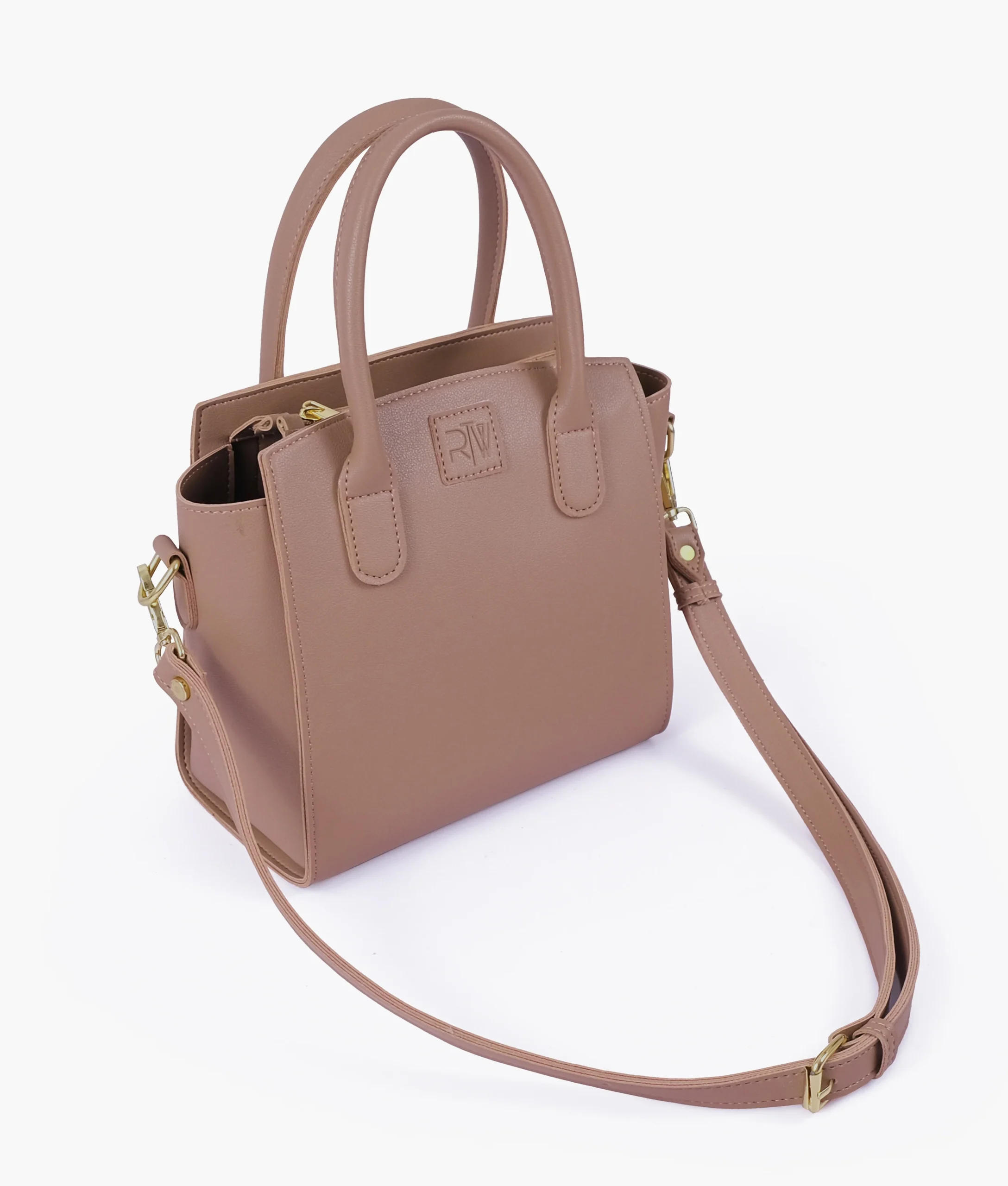 Brown Top Handle Mini Handbag