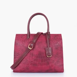 Burgundy Crocodile Vintage Handbag 2 Scaled