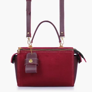 Burgundy Suede Bowling Bag 1
