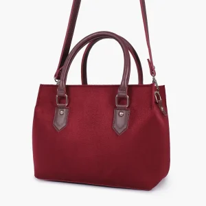 Burgundy Suede Small Satchel Bag Scaled 1