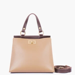 Coffee Front Lock Top Handle Mini Bag