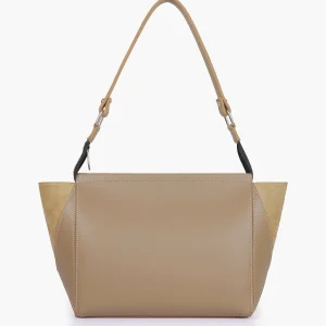Coffee Suede Trio Twist Handbag