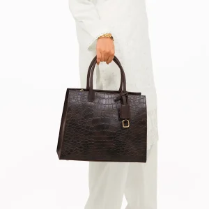 Dark Brown Crocodile Vintage Handbag 1 Scaled 1