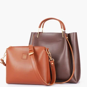 Dark Brown Metal Handle Tote Bag Scaled 1