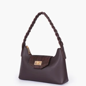 Dark Brown Purse with Braided Strap
