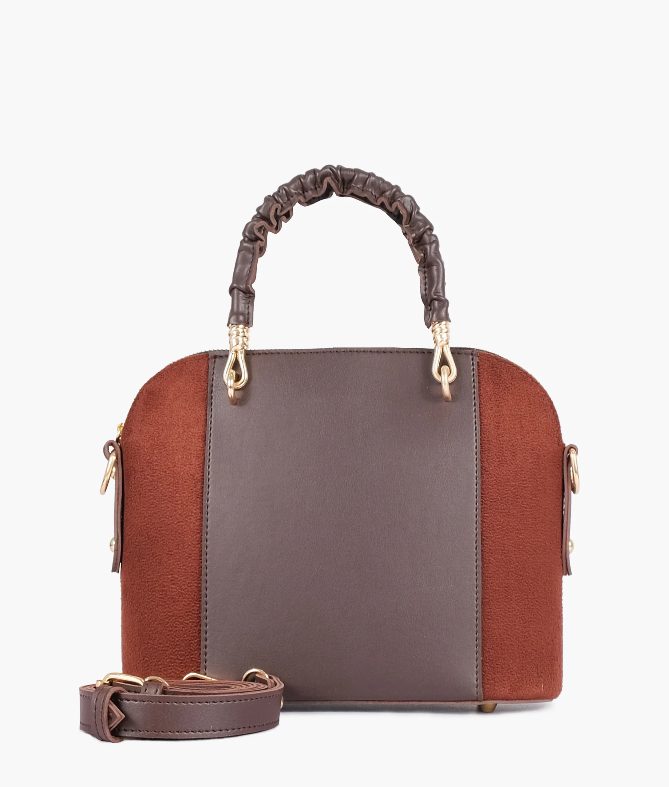 Dark Brown Suede Small Evening Bag Scaled 1