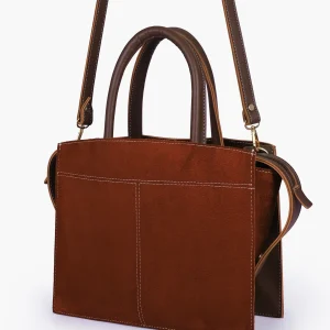 Dark Brown Suede Trapeze Bag 1