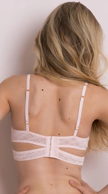 Elsa Pink Bralette, side view showcasing soft fabric and delicate design
