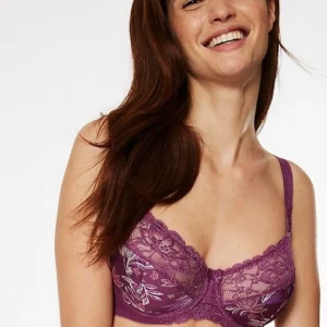 Floral Jacquard Lace Non-Padded Full Cup Bra
