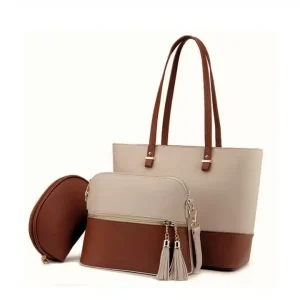 Handbag Bella Beige Brown 3 Piece Set