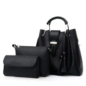 Jule 3PC Black Handbag Set