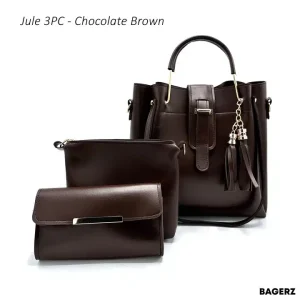 Jule 3PC Chocolate Brown Handbag Set