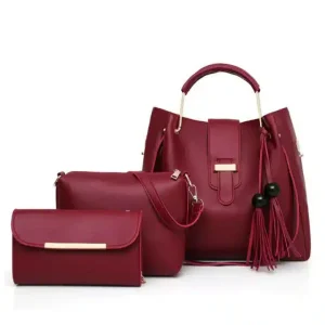 Jule 3PC Maroon Handbag Set