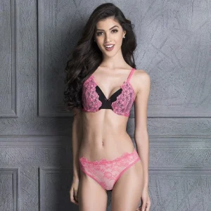 Lace Padded Underwired Bra Bikini Panty featuring elegant lace and supportive padded underwire design