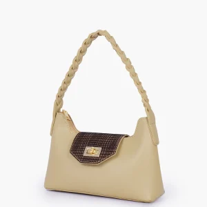 Off White Purse with Braided Strap