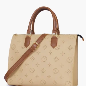 Off White and Brown On the Go Handbag 1