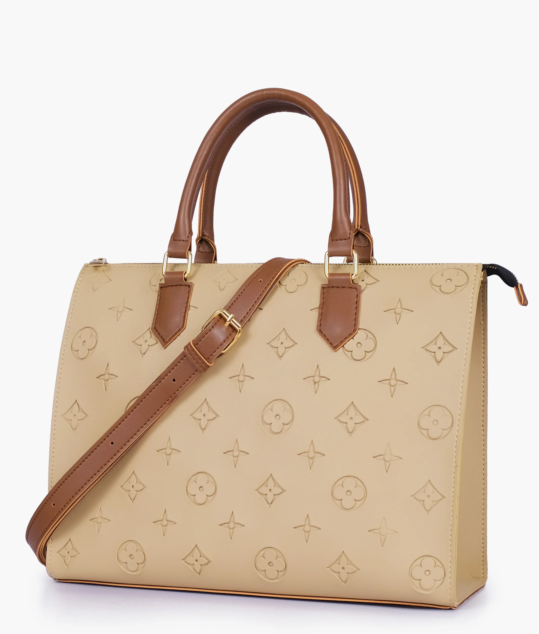 Off White and Brown On the Go Handbag 1