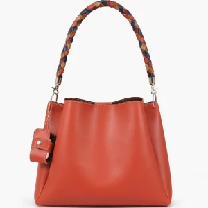 Rust Handbag with Braided Handle Scaled 1