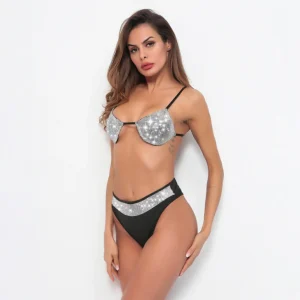 Shiny Diamonds Bra and Panty Set, front view showcasing sparkling embellishments