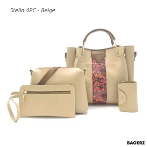 Stella 4PC Beige Handbag Set