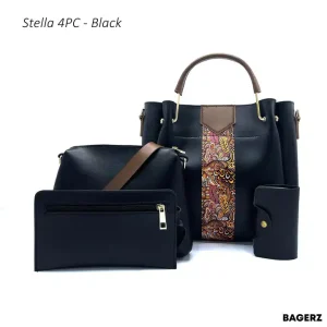 Stella 4PC Black Handbag Set