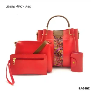 Stella 4PC Red Handbag Set