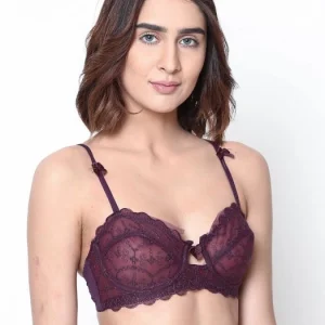 Susie Maroon Mesh Bridal Bra 2
