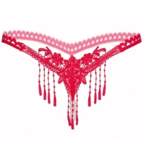 Tassel Hollow Thong and G String with Pearl Panties